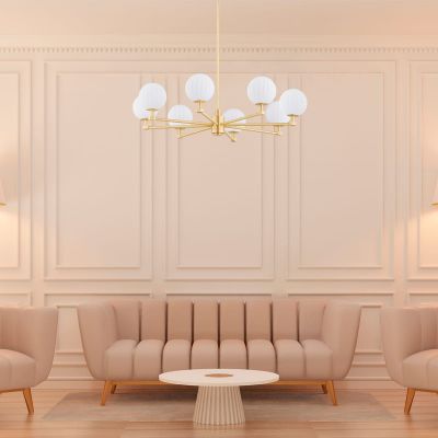 Lampa wisząca powyżej 6x7 W biała-mosiądz 5068 Argon Paloma