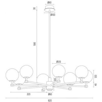 Lampa wisząca powyżej 6x7 W mosiądz-przydymiona 5069 Argon Paloma
