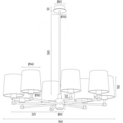 Lampa wisząca powyżej 6x15 W mosiądz-fioletowa 5072 Argon Princeton