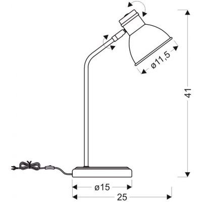 Lampa biurkowa 1x40 W biały 4172078 Candellux Zumba
