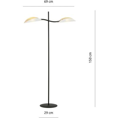 Lampa stojąca 2x10 W biała-czarna-złota 1107LP2 Emibig Lotus