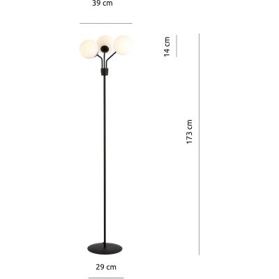 Lampa stojąca 3x10 W czarna-opal 1138LP3 Emibig Nova