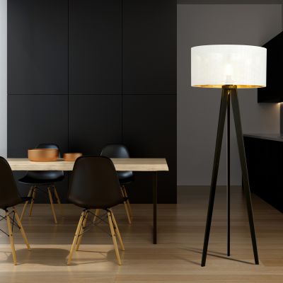 Lampa stojąca 1x15 W biała-czarna-złota 1147LP1 Emibig Aston