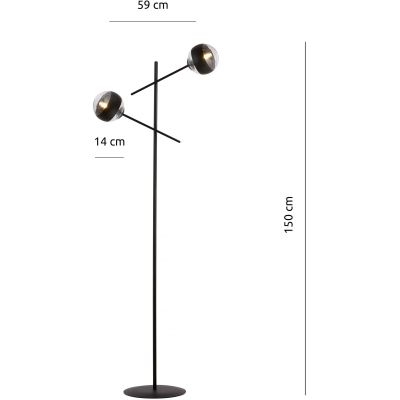 Lampa stojąca 2x10 W czarna-przezroczysta 1168LP2 Emibig Linear