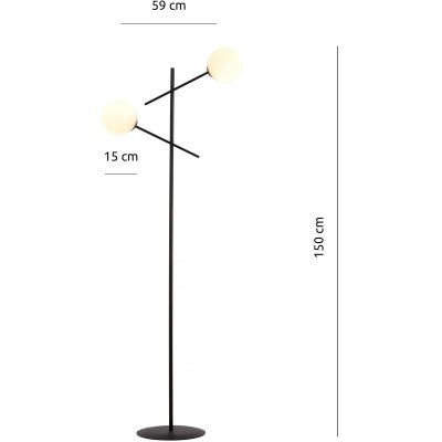 Lampa stojąca 2x10 W biała-czarna 1169LP2 Emibig Linear