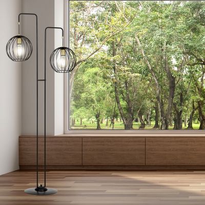 Lampa stojąca 2x15 W czarna-złota 144LP2 Emibig Albio