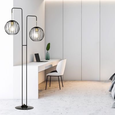 Lampa stojąca 2x15 W czarna-złota 144LP2 Emibig Albio