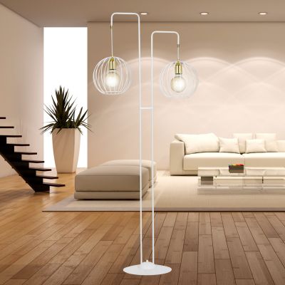 Lampa stojąca 2x15 W biała-złota 145LP2 Emibig Albio