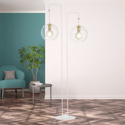 Lampa stojąca 2x15 W biała-złota 145LP2 Emibig Albio
