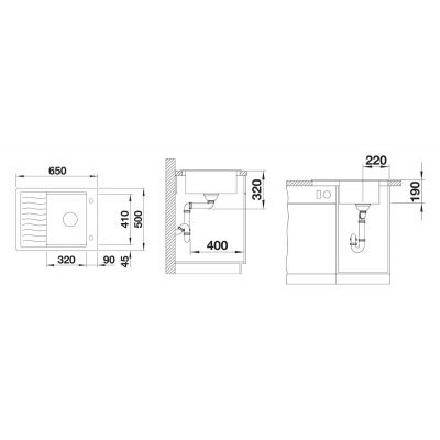 Zlewozmywak granitowy 65x50 cm 525879 Blanco Elon 45 S