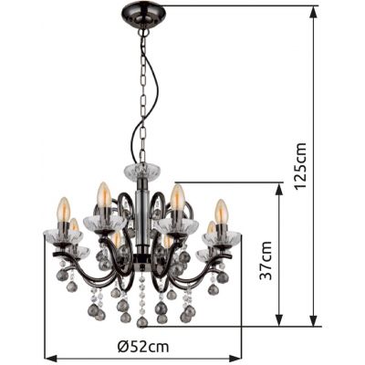 Lampa wisząca powyżej 6x40 W czarna-kryształ 641348 Globo Lighting Camila