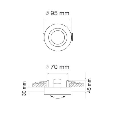 Lampa do zabudowy 1x8 W czarna 322067 Goldlux Gaja
