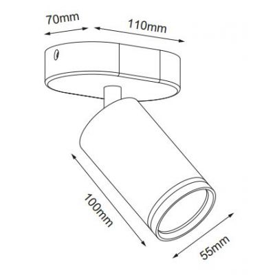 Lampa podsufitowa 1x50 W czarna OSSOLGU1010 GTV Solis