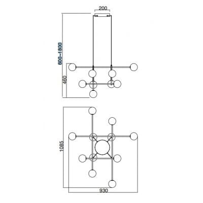 Lampa wisząca powyżej 6x5 W biała-czarna 7630 Mantra Cellar