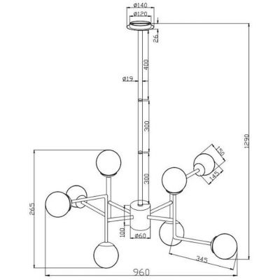 Lampa podsufitowa powyżej 6x40 W biały MOD221PL08N Maytoni Erich