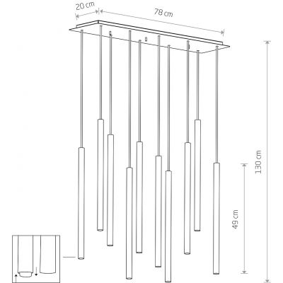 Lampa wisząca powyżej 6x10 W czarna-mosiądz 8924 Nowodvorski Lighting Laser