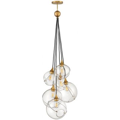 Lampa wisząca 6x60 W mosiądz-przezroczysta QNSKYE6P Quintiesse Skye