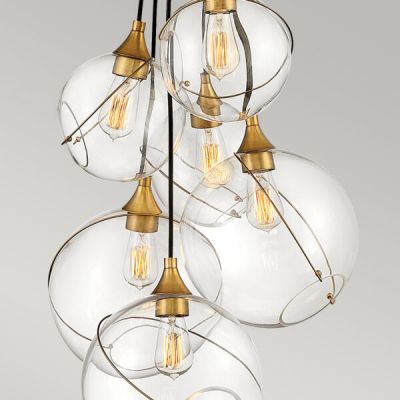 Lampa wisząca 6x60 W mosiądz-przezroczysta QNSKYE6P Quintiesse Skye