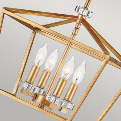 Lampa wisząca 4x60 W czarna-mosiądz QNSTINSON4PMDBR Quintiesse Stinson