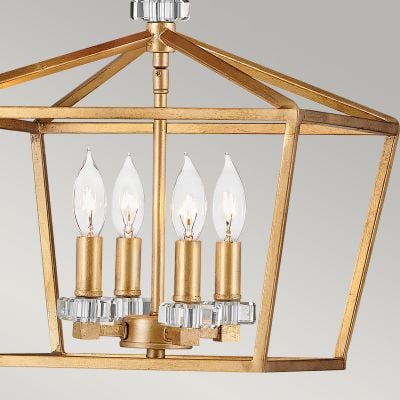 Lampa wisząca 4x60 W czarna-mosiądz QNSTINSON4PMDBR Quintiesse Stinson