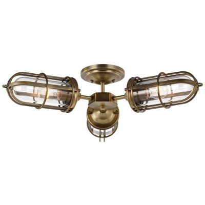 Lampa podsufitowa 3x60 W mosiądz-przezroczysta QNURBANREST3SF Quintiesse Urban Restoration