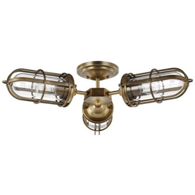 Lampa podsufitowa 3x60 W mosiądz-przezroczysta QNURBANREST3SF Quintiesse Urban Restoration