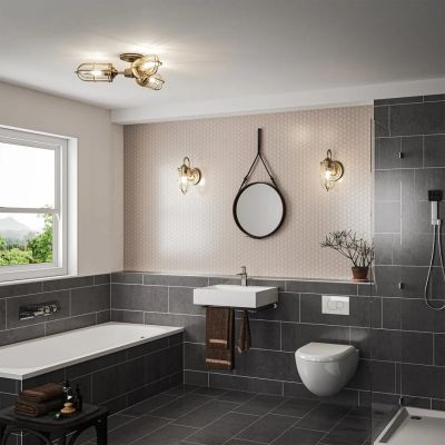 Lampa podsufitowa 3x60 W mosiądz-przezroczysta QNURBANREST3SF Quintiesse Urban Restoration