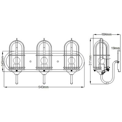 Kinkiet 3x60 W mosiądz-przezroczysty QNURBANREST3 Quintiesse Urban Restoration