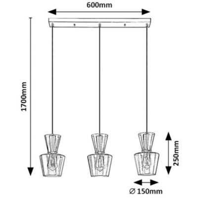 Lampa wisząca 3x60 W czarna 72163 Rabalux Abra