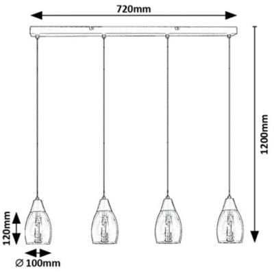 Lampa wisząca 4x15 W czarna 72184 Rabalux Ilmari
