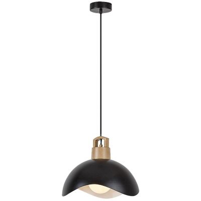 Lampa wisząca 1x40 W biała-czarna-drewno 72228 Rabalux Filina