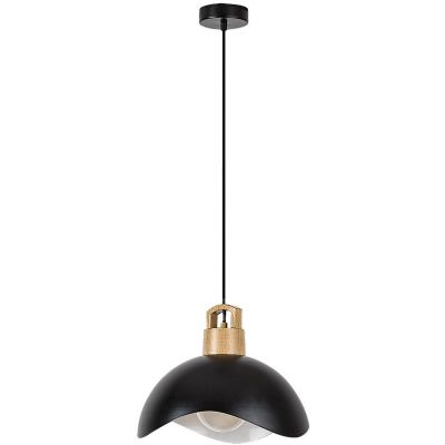 Lampa wisząca 1x40 W biała-czarna-drewno 72228 Rabalux Filina