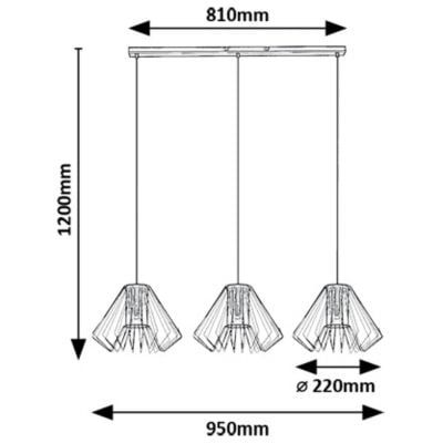 Lampa wisząca 3x40 W czarna-przydymiona 72371 Rabalux Emerencia