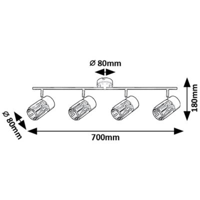 Lampa podsufitowa 4x15 W czarna-przezroczysta 73062 Rabalux Venaro