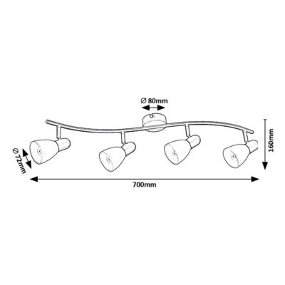 Lampa podsufitowa 4x40 W czarna 73094 Rabalux Soma
