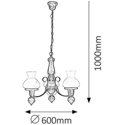 Lampa wisząca 3x60 W czarna-brązowa 7078 Rabalux Petronel