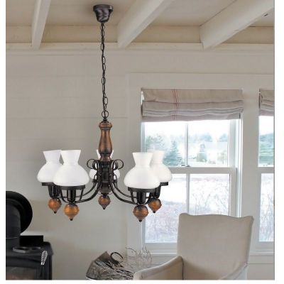 Lampa wisząca 5x60 W czarna-brązowa 7079 Rabalux Petronel