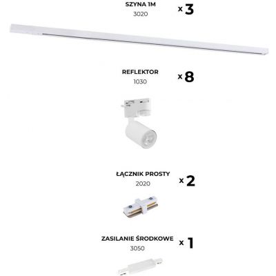Zestaw szynoprzewód z reflektorami biały 3043 Zuma Line