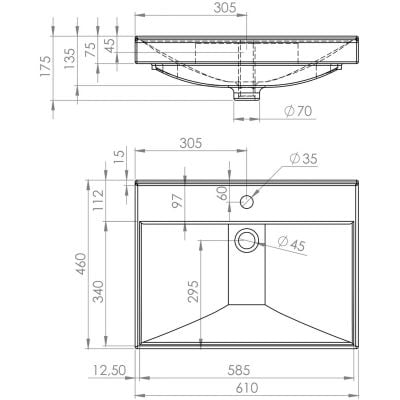 Umywalka 61x46 cm prostokątna meblowa biała RE040600078060 Elita Maxxi