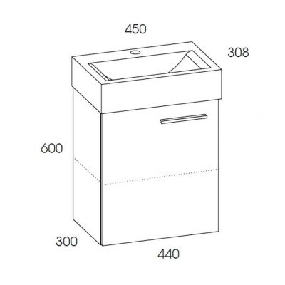 Umywalka z szafką 44 cm białą RE020450158060 Elita Tiny