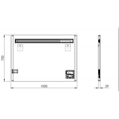 Lustro 100x70 cm prostokątne z oświetleniem z matą grzewczą RE067641000010 Elita Lina