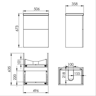 Umywalka z szafką 50 cm czarną RE020501117160 Elita Kido