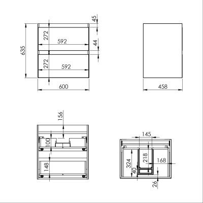 Szafka 60x45.8x63.5 cm podumywalkowa wisząca antracyt RE010600056010 Elita Split
