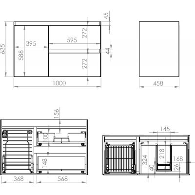 Szafka 100x45.8x63.5 cm podumywalkowa wisząca antracyt RE011005056010 Elita Split