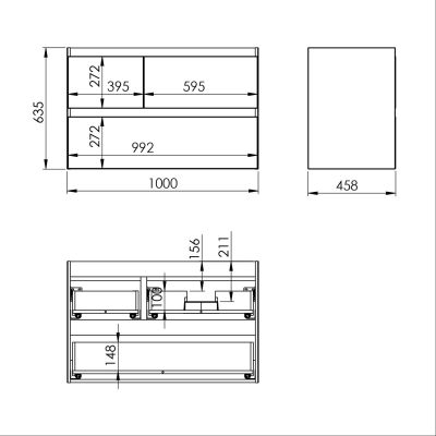 Szafka 100x45.8x63.5 cm podumywalkowa wisząca biała RE011005155290 Elita Split
