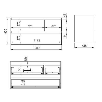 Szafka 120x45.8x63.5 cm podumywalkowa wisząca biała RE012006155290 Elita Split