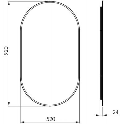 Lustro 52x92 cm owalne z oświetleniem czarny RE060520010560 Elita Sharon