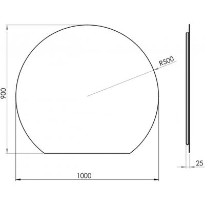 Lustro 100x90 cm z oświetleniem z matą grzewczą RE068512000010 Elita Round Cut