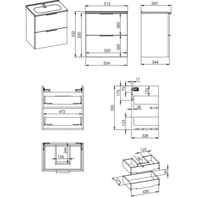 Umywalka z szafką 51.3 cm orzech RE020500107060 Elita Street Plus