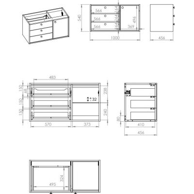Szafka 100x45.6x54 cm podumywalkowa wisząca orzech RE01100009D480 Elita Legacy